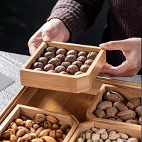 Houten ecologisch verantwoorde glanzende afwerking droge vruchten doos handgemaakt vierkante keuken voedsel opbergcontainer 1-3L capaciteit luxe modern