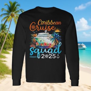 Camiseta de Manga Larga Unisex con Cuello Redondo para el Crucero al Caribe 2025, Camiseta Promocional - Product Image 3