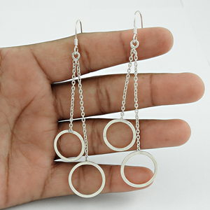 New Arrival Wholesale Personalized Jewelry 925 Sterling Silver Round Shape Classic <b>Dangle</b> <b>Earrings</b> for Woman Girls Bulk Supplier - Product Image 3