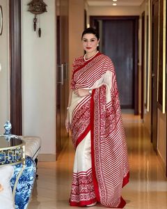 Indian Soft <b>Satin</b> Silk Saree for Women Designer with Exclusive <b>Blouse</b> No Printing in Stock - Product Image 4