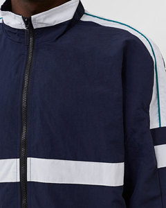 Venta al por mayor de tallas grandes de ajuste regular cuello levantado cortavientos conjunto de tuberías de trabajo DTF impreso poliéster chándales rayas Jogging Wear - Product Image 5