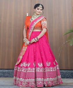 Lehenga choli ผ้าออแกนซ่ามาใหม่เสื้อผ้าสำหรับงานแต่งงาน Dupatta ขายส่ง - Product Image 6