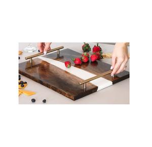 Bandeja de Servicio de Madera de Río con Resina Epoxi de Alta Calidad para Restaurante, Desayuno, Té, Jugos, con Asa de Metal - Product Image 5