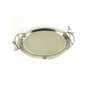 Plateau de service rectangle entièrement en acier inoxydable avec poignée en cuir pour la cuisine plateau de service de haute qualité pour restaurant - Product Image 5