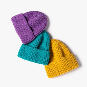 Jacquard Unisex cálido grueso invierno liso algodón Cachemira punto puños gorro calavera para hombres y mujeres fábrica al por mayor gorro - Product Image 5