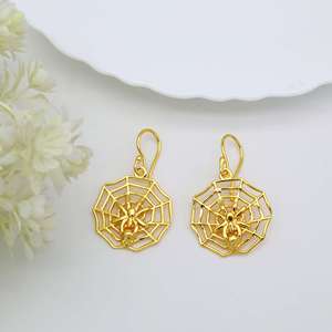 Nuevos Pendientes Colgantes de Latón con Diseño de Telaraña Gótica, Chapados en Oro de 18k, Joyería Étnica de Halloween, Pendientes de Telaraña al por Mayor para Mujer - Product Image 5