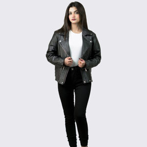OEM de alta calidad de tamaño personalizado de las mujeres de moda chaquetas de cuero Original de piel de oveja transpirable cremallera de invierno chaqueta con logotipo Original - Product Image 3