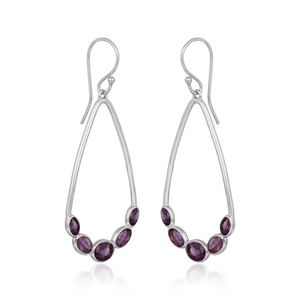 Bezel <b>Set</b> Amethyst Gemstone Earrings Wholesale Indian Handmade <b>Gold</b> Plated 925 Silver Chandelier Earrings <b>Jewelry</b> - Product Image 1