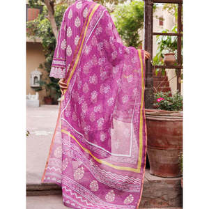 Salwar Kameez pour femme en coton Dobby imprimé numérique, 3 pièces non cousues, couleur violette, vêtements ethniques pakistanais pour l'été - Product Image 2