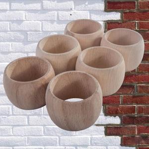 Ensemble de 6 anneaux de serviette en bois pour une configuration de salle à manger luxueuse et intemporelle au meilleur prix - Product Image 1
