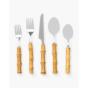 Ensemble de couverts de table en acier inoxydable avec manche en bois créatif, poli miroir, couteau, fourchette et cuillère - Product Image 6