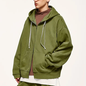 Sweats à capuche unisexes zippés décontractés avec logo personnalisé pour la broderie hiver Streetwear cordon épaule tombante couleurs personnalisées - Product Image 4