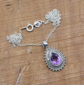 Colgante de piedras preciosas de amatista, joyería para mujer, joyería de estilo bohemio de plata, colgante hecho a mano de tendencia de Plata de Ley 925, regalo para ella - Product Image 2
