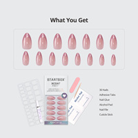 BTArtbox doux Gel XCOAT 3D Floral presse sur les ongles en gros court amande fait à la main bleu français pointe faux ongles