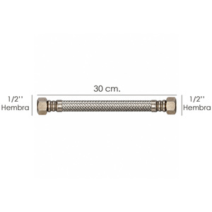 Tuyau de thermostat flexible en acier inoxydable, femelle 1/2" - femelle 1/2", longueur 300 mm - Product Image 2