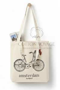 Sac de shopping en coton à longue poignée de haute qualité, nouveau style tendance, sac de shopping en coton à longue poignée avec taille personnalisée - Product Image 4