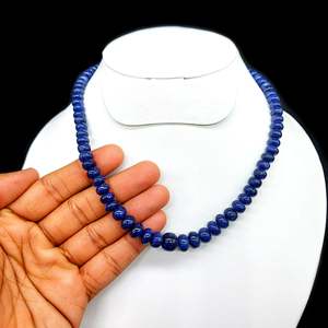 สร้อยคอแซฟไฟร์สีน้ำเงินธรรมชาติทรงกลมไล่ระดับ (6-11 มม.) - Product Image 4