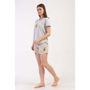 Chaqueta de dormir ovalada de manga corta con cuello redondo para mujer - Product Image 3