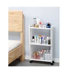 Kitchen three-story door clip trolley plastic shelf bathroom gap floor rack household gap storage rack