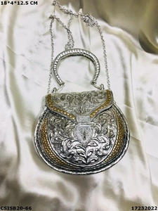 Luxury Crafts New Arrival India Vintage Metal Brass <b>Clutch</b> <b>Bag</b> Handmade Indian Artisans Women's <b>Gold</b> Silver Tone Messenger <b>Bags</b> - Product Image 6