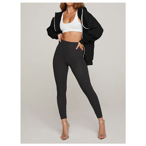 Sweat à capuche oversize imprimé en coton tissé personnalisé pour femme, manches longues, léger, épaules tombantes, logo frontal, streetwear - Product Image 5