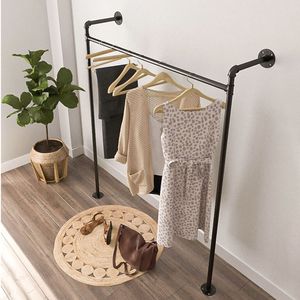 Water-Pipe Carbon Steel Clothes Organizer Stand with 120x35x150cm Dimensions for <b>Wardrobe</b> & Clothing Store GQA68039 - Product Image 4