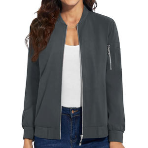 Chaqueta Bomber de Punto para Mujer, Cortavientos, Transpirable, con 4 Bolsillos, Secado Rápido, Ropa de Calle, Ropa de Trabajo - Product Image 3
