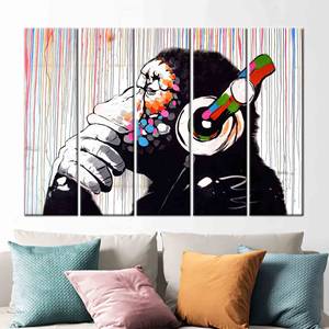 Obra de arte impresa en lienzo: Decoración de pared con grafiti de mono de Banksy, 5P: Gallery Wrapped - Product Image 1