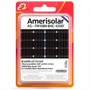 Panel Solar Monocristalino de Media Celda Amerisolar AS-7M108N-BHC-435W, 600W de Potencia Máxima, Certificado TUV, Marco de Aluminio Plateado - Product Image 3