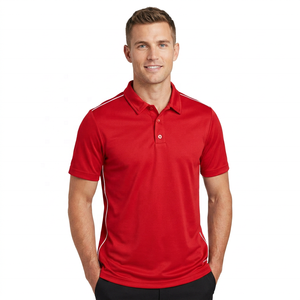 Polo de Punto Rojo de Manga Corta para Hombre, Estilo Deportivo de Secado Rápido, Color Sólido - Product Image 4