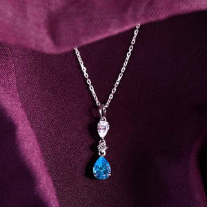 Collier pendentif solitaire CLARA en argent sterling 925, forme goutte d'eau, rhodié, chaîne en or 14 carats, tendance, or rose, zircon - Product Image 2