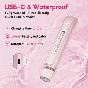 Rasoir électrique rechargeable double tête pour femme, tondeuse bikini et rasoir pour poils pubiens, utilisation humide/sèche, pour le corps - Product Image 2