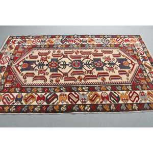 Tapis vintage 4,3x7,1 pi (132x216 cm), tapis turc oriental rouge - Product Image 2