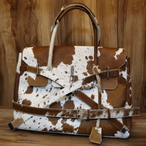 Fashionable Cowhide Leather Tote Bag with Fur Western Style <b>Purse</b> for Women - Product Image 6