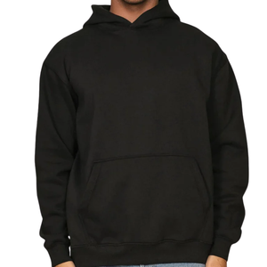 Sweat à capuche noir pour homme en coton molletonné, sweat-shirt à capuche décontracté, uni, streetwear, mode, fabricant en gros - Product Image 4