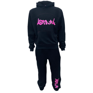 Conjunto de Sudadera con Capucha y Pantalones Deportivos de Algodón Personalizados con Logotipo, Chándal Unisex Holgado Informal para Hombre - Product Image 1