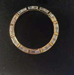 Lunette de montre en diamant moissanite, deux tons or et argent, glacée, luxe, acier inoxydable, lunette de remplacement personnalisée pour la fabrication de montres - Product Image 2