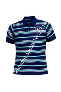 Camisa Casual Moderna para Hombre, Tejido de Punto, Diseño a Rayas, Transpirable, Manga Corta, Logotipo Bordado Personalizado en la Parte Delantera - Product Image 3