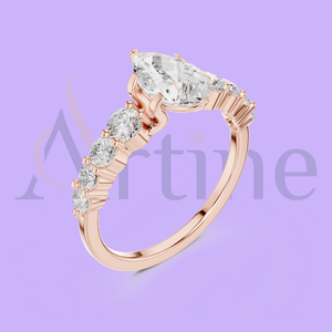 Elegante anillo de compromiso de oro y plata 925 de moissanita y diamante para mujer - Product Image 1