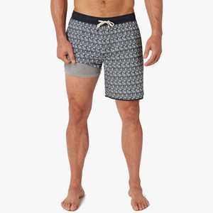 2025 Premium Quality Men's Sporty Shorts From Pakistan Breathable Black Geo Anchor Printed Athletic Fit - Product Image 3