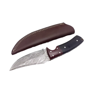 มีดนักสกินเนอร์ด้ามหนังแบบเต็มใบมีดดามัสกัสสำหรับล่าสัตว์พร้อมปลอกหนังอูฐมีดสำหรับตั้งแคมป์ - Product Image 1