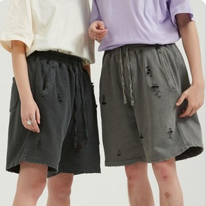 Nouveau design en gros unisexe personnalisé blanc 100% coton décontracté Vintage en détresse shorts d'été pour hommes avec poches - Product Image 2