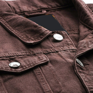 Vêtements de mode Veste en jean confortable pour hommes Veste en jean de couleur unie Veste en jean décontractée - Product Image 5