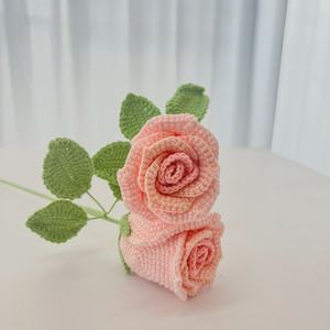 Handmade Woven Crocheted <b>Artificial</b> Rose Wine Glass <b>Bouquet</b> Home Decor Gift for Girlfriend on Graduation or Chinese New Year - Product Image 6
