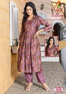 Maruti Fashion's Women's Co-Ord Set Nueva descarga vertical Impreso Kurta/Kurti Top Bottom para Indio pakistaní - Product Image 6