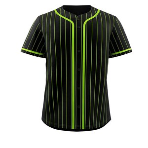 Nueva camiseta de béisbol de alta calidad para hombre, color verde con rayas, OEM, rayas lisas, transpirable, 100% poliéster. - Product Image 1