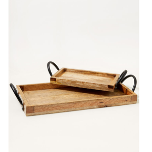 Bandeja de madera rústica para servir, bandeja de té de madera para Hotel, bandeja para servir aperitivos, artículo decorativo, Venta caliente - Product Image 4