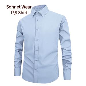 Chemises d'affaires formelles chemises boutonnées à manches longues 100% coton pour hommes - Product Image 4