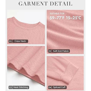 Chemises à manches longues pour femmes, col rond, coton basique, confortables, manches longues, t-shirts pour femmes - Product Image 5