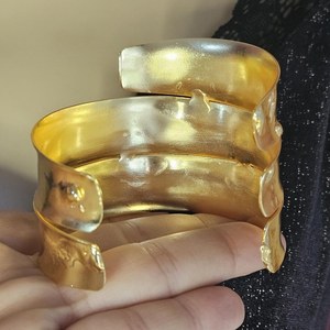 Vintage 1970's <b>Gold</b> Brass Plaited Bangles <b>Chunky</b> Statement Ethnic <b>Bracelet</b> Beautiful <b>Chunky</b> Brass Bangle - Product Image 5